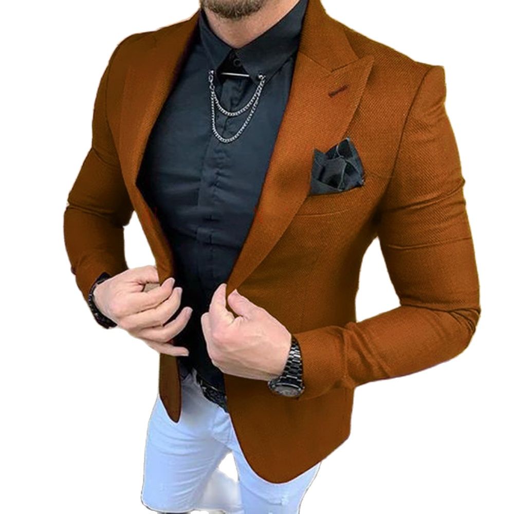 Men's Suits 2pcs Clothing Tail - Men Formal Wear Brown avaliação e preço