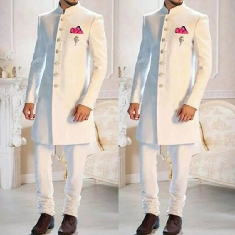 Fashion Design White Stand Col - Men'S Formal Ethnic Wear avaliação e preço