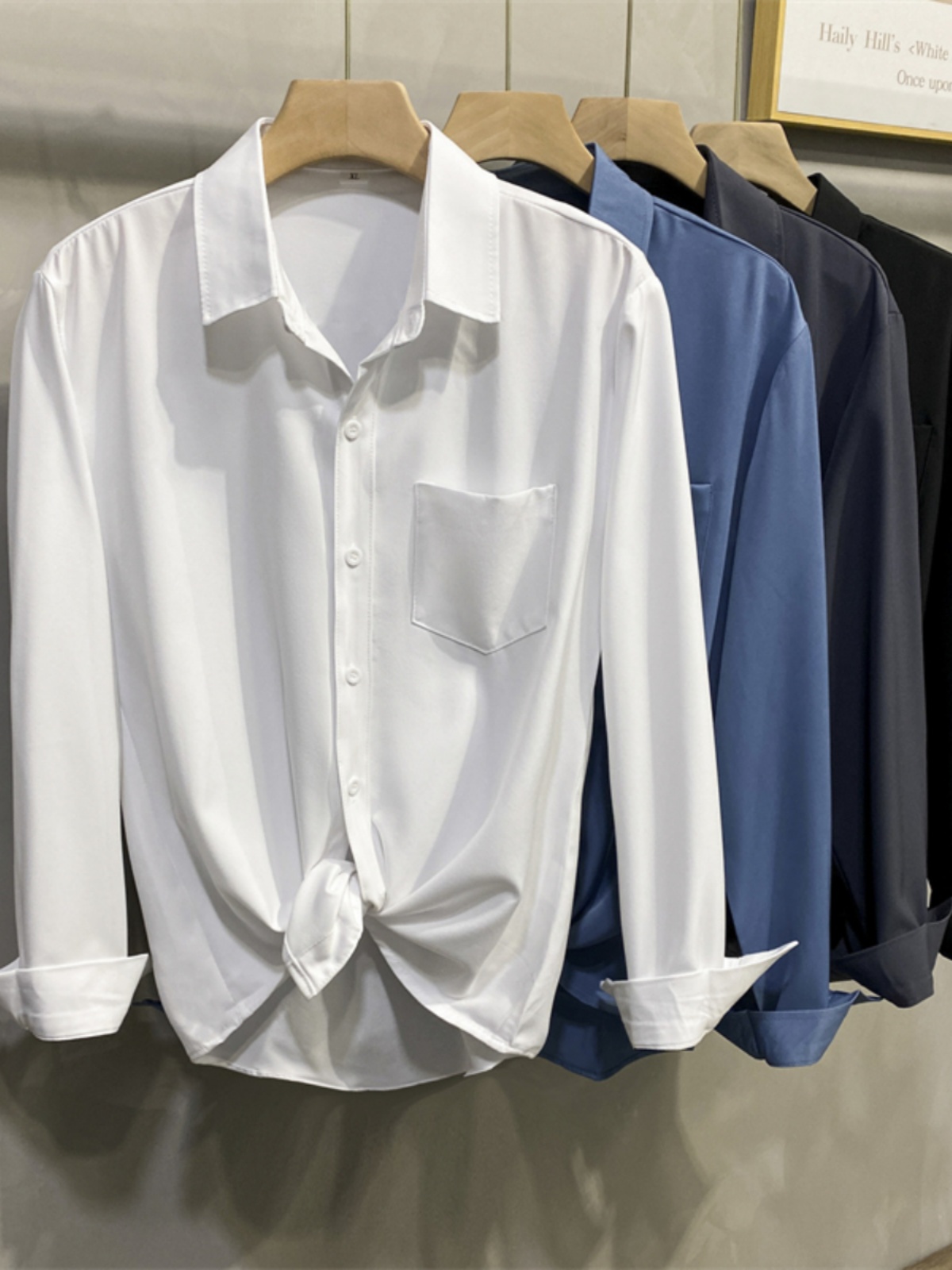 White Long Sleeve Shirt Jacket - High End Men'S Formal Wear avaliação e preço
